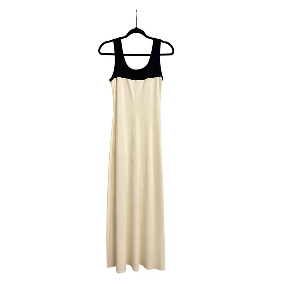 BCBGMAXAZRIA Colorblock Flowy Casual Formal White Black Maxi Dress Medium